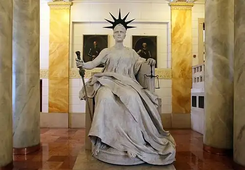 Justitia in the Superior Courts Building in Budapest, Hungary[15]