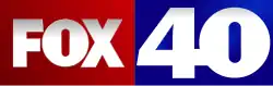 The Fox network logo in silver-white on a red rectangular box next to a blue box containing a white bold sans serif numeral 40
