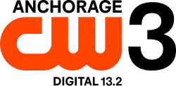 The CW network logo in orange with Anchorage above it, "Digital 13.2" in small font below, and a large black 3 to the right