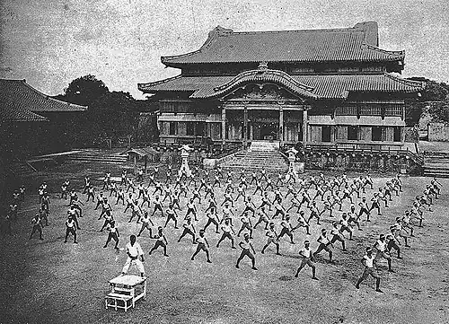 Image 28Karate training in front of Shuri Castle in Naha (1938) (from Karate)