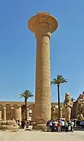 The famous column of Taharqa with open papyrus capital, in Karnak, Thebes (one remaining of ten)[62]