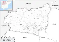 Map of the province of León with its municipalities