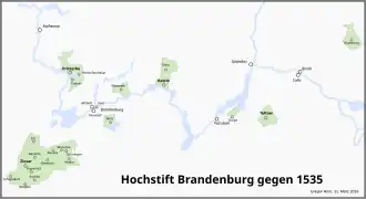 Episcopal territories, about 1535