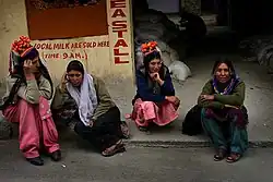 Brokpa women from Kargil, northern Ladakh, in local costumes