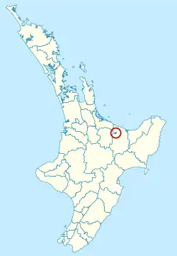 Kawerau district within the North Island