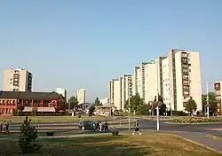 Egressy Béni street with typical concrete block of flats called Panelház