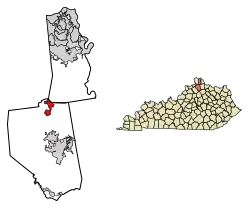 Location of Crittenden in Grant and Kenton counties.