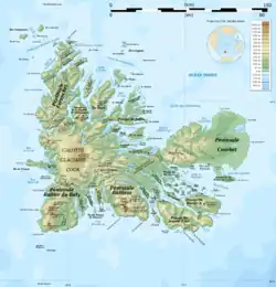 Carte des îles Kerguelen.