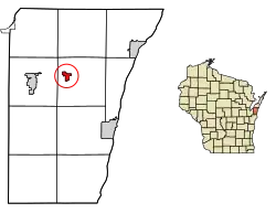 Location of Casco in Kewaunee County, Wisconsin.