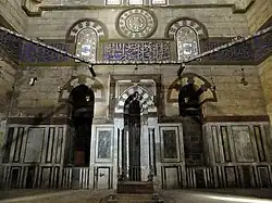Mihrab and tombs in the southern mausoleum chamber. Faraj ibn Barquq's female relatives are buried here.
