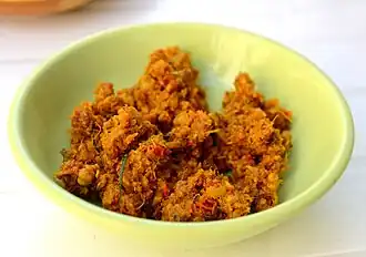 Khua kling, an extremely spicy, dry fried curry from southern Thailand