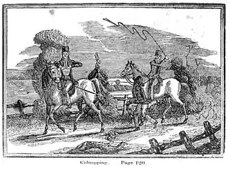 Kidnapping of a free Black man, in the U.S. free states, to be sold into Southern slavery, from an 1834 Boston abolitionist anti-slavery almanac