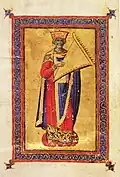 12th century A.D., Greece. King David playing rota, from the Stavronikita monastery, Stavronikita Ms No 46