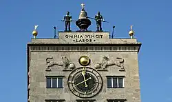 St. Mark's lions on the Krochhochhaus based on the model of the Torre dell'Orologio in Venice (2010)