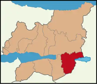 Map showing Kartepe District in Kocaeli Province