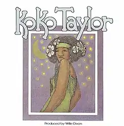 An art noevau-style drawing of Koko Taylor
