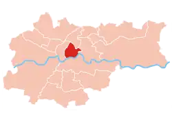 Location of Grzegórzki within Kraków