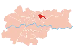 Location of Bieńczyce within Kraków