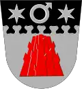 A red charcoal pile in the coat of arms of Kullaa
