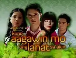 An image of Maxene Magalona, Patrick Garcia, Glaiza de Castro and JC Tiuseco. The series title is displayed on the lower side of the image, below the texts "Sine Novela Presents".