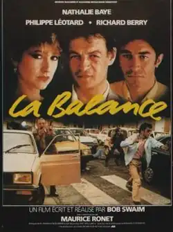 Poster showing the 3 leads and a shoot-out in a crowded Paris street