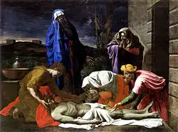 Lamentation over the dead Christ by Nicolas Poussin, which hung in the Old Drawing Room until it was sold to the National Gallery of Ireland in 1882