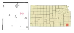 Location within Labette County and Kansas