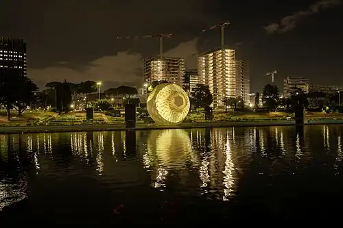 View of the district at night