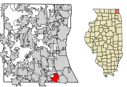 Location of Riverwoods in Lake County, Illinois.