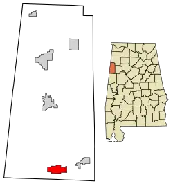 Location of Millport in Lamar County, Alabama.