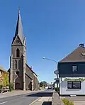 Lammersdorf, catholic church in the street