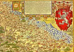 Riſenberg on Martin Helwig's map of Silesia, 1561