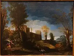 Landscape with Tobias and the Angel (c. 1616–1617) by Guercino