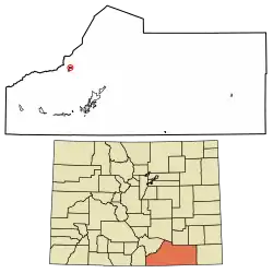 Location of the Lynn CDP in Las Animas County, Colorado.