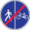 End of segregated cycle and pedestrian path