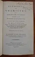 Title page to &quot;Elements of Chemistry in a Systematic Order Containing All the Modern Discoveries&quot; (1790)