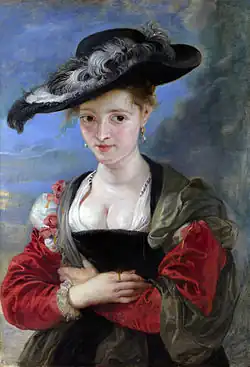Rubens: Portrait of Susanna Lunden (aka.Susanna Fourment with Straw Hat), 1622-1625 Note: She is wearing a felt hat, not a straw hat.