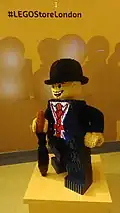 Lego of a classic London banker (with bowler and umbrella) at the Lego store in Leicester Square, London