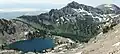 Liberty, Favre, and Castle lakes. Lake Peak right of center with parent Wines Peak in upper right corner.