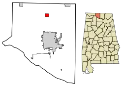 Location of Elkmont in Limestone County, Alabama.