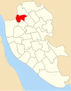 A map of the city of Liverpool showing 2004 council ward boundaries. County ward is highlighted
