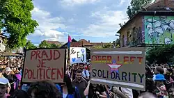 Ljubljana Pride 2023 march gathering at Metelkova
