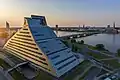 The central building of the National Library of Latvia, viewed from above