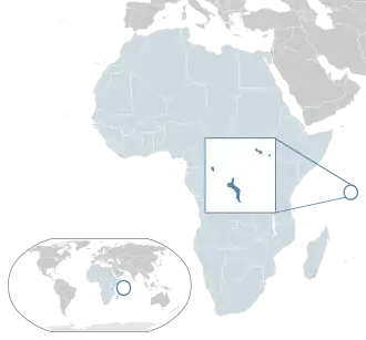 Location of Seychelles (dark blue) – in Africa (light blue & dark grey) – in the African Union (light blue)