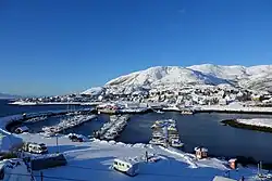 Lødingen City seen from Hjertholmen lighthouse