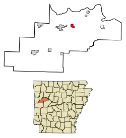 Location of Subiaco in Logan County, Arkansas.