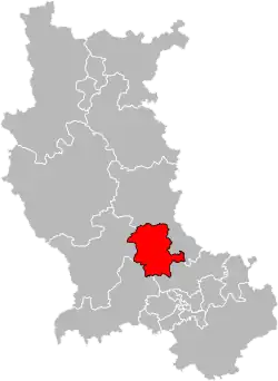 Situation of the canton of Andrézieux-Bouthéon in the department of Loire