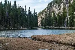 Looking north across Nambe Lake at an elevation of 11,402 feet