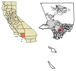Location of Commerce in Los Angeles County, California.