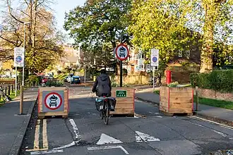 Low Traffic Neighbourhood using planters as a modal filter in Kingston, UK
